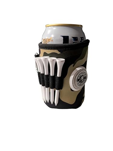 Classic Can Beverage Caddie 3-in-1 Golf Insulator, Removeable Ball Marker, Bag Clip & Tees Combo – Woodland Camo