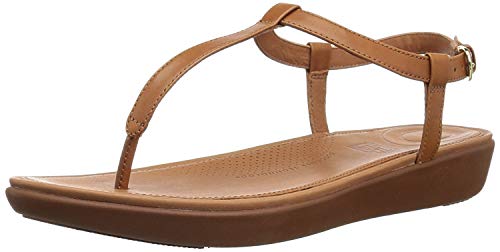 FitFlop Women's Tia Toe-Thong Flat Sandal, Caramel, 7 M US