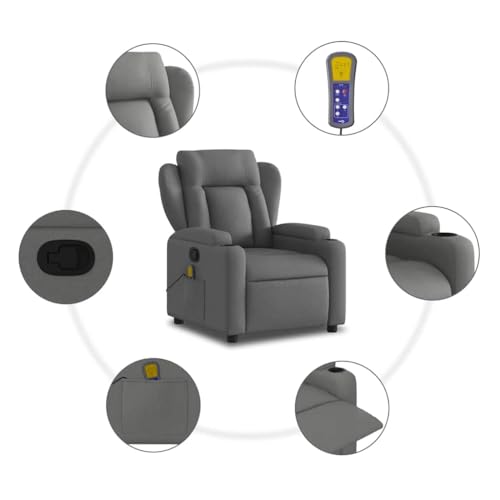 Sillón masaje reclinable tela gris oscuro miniatura 7