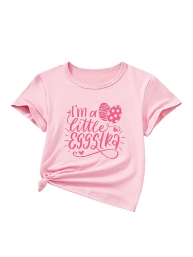 Verdusa Girl's Letter Print Graphic Tees Cute Short Sleeve T Shirt Summer Tops