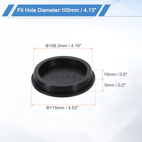 Image of uxcell Silicone Hole Plug, Waterproof Round Rubber Stoppers Bottle Seal Plugs Tube Pipe End Caps for 105mm /4.13 inch Hole for Bathtub Bottle, Black