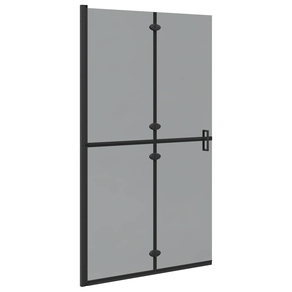 Ścianka prysznicowa Walk-In czarna z aluminium i szkła hartowanego 110 x 6,5 x 190 cm, składana, do niezajmującej dużo miejsca łazienki z bezramową przegrodą prysznicową