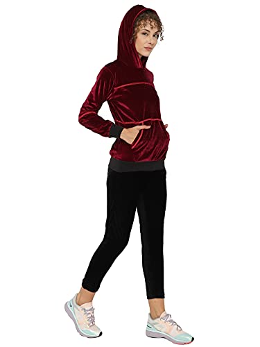 Image of CHKOKKO Women Velvet Full Sleeves Velour Track suit