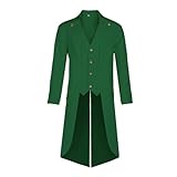 DZMDIP Mens Steampunk Pirate Tailcoat Jacket Gothic Victorian Tailcoat Renaissance Vintage Coat Halloween Costume(Large,Green)