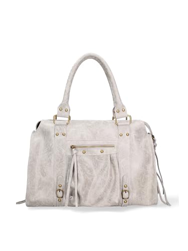 Gave Lux Sac à bandoulière pour femme en daim véritable. Produit artisanal. Fabriqué en Italie GLX220609023FBG Cuir Clair 41 x 28 x 13 cm, gris, Taille...