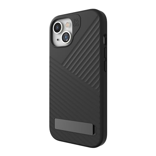 Coque MagSafe iPhone 14 et 15 noire robuste béquille intégrée