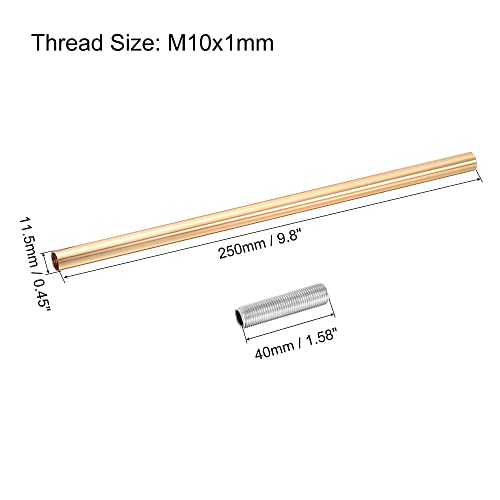 Image of MECCANIXITY Threaded Extension Rod, 9.8 inch Lamp Pipe with Connector Light Fixture for Pendant Light Island Lighting Chandeliers Stems, French Gold 2 Set