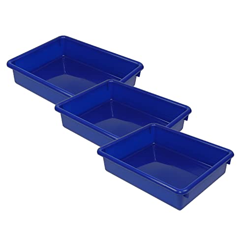 Romanoff ROM15104-3 Stowaway Plastic 3-Inch Letter Tray (No Lid), Blue, Pack of 3