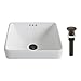 Kraus KCR-281-ORB Modern Elavo Ceramic Square Semi-Recessed Bathroom Sink with Overflow and Pop Up Drain, Oil Rubbed Bronze/White