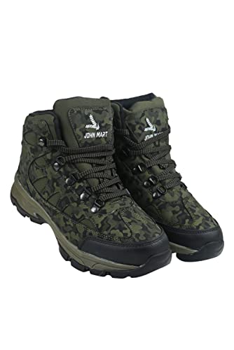 Image of KAZA MHD BLK Men & Women Hunter Trekking and Hiking Woodland Shoes for Men and Women - Water Proof, Anti-Fatigue & Light Weight, Anti-Skid Hiking Shoes Slip Resistant Mountain Boots (JOHNMART)