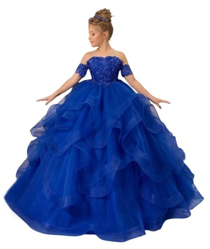 Flower Girl Dresses for Wedding Puffy Tiered First Communion Dress Off Shoulder Pageant Dresses Ball Gown for Girls2