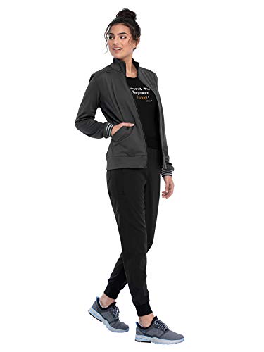 Cherokee Iflex Women's Zip Front Knit Scrub Jacket, Ckk361, Pewter, S #TOP3