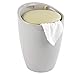 WENKO Tabouret Panier à linge, coffre à linge et tabouret salle de bain Candy, coussin amovible, Taupe Pastel, 20 litres, Ø 36x50,5 cm