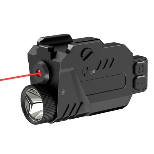 Darkfang 680 lúmenes Combo láser de luz táctica, flash táctico estroboscópico de haz rojo para pista Picatinny