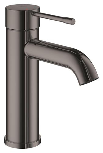 GROHE Essence, Waschtischarmatur, wassersparend (Wasserhahn für das Bad, 17cm hoch, Badarmatur mit langlebiger Oberfläche, einfache Installation am Waschbecken), anthrazit, 23590A01