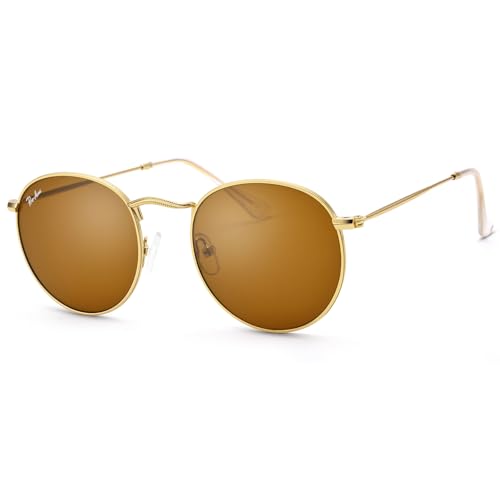 Pro Acme Round Sunglasses Glass Lens Metal Frame Retro Circle Sun Glasses for Women Men
