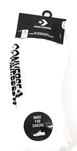 Converse Men's 3 Pack Half Cushion Ultra Low Socks No Show Made For Chucks Shoe Size 6-12 (White)2
