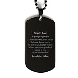 Black Dog Tag Son In Law I Promise Always Cheer Behind You Love Father In Law - Engraved Gifts for Birthday, Holidays, or Graduation -  Laserchili