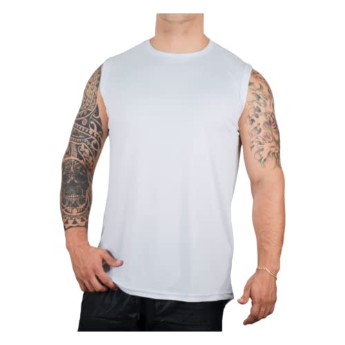 Regata Dry Fit Esporte Proteção Solar 50UV Térmica Anti suor Cor:Branco;Tamanho:G