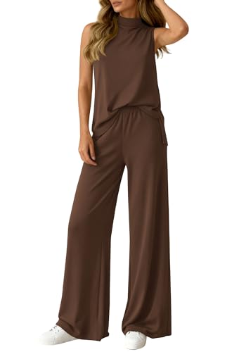 BTFBM Summer 2 Piece Lounge Sets For Women Sleeveless Mock