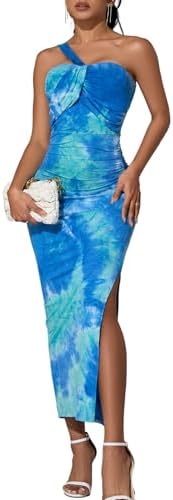 DRESSTELLS Women's Wedding Guest Fall Maxi Bodycon Cocktail Dresses Long Floral Printed Party Homecoming Dress