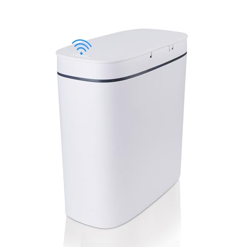Image of Bathroom Trash Can with Lid, 3.7 Gallon Waterproof Garbage Can, Electric Smart Sensor Touchless Trash Can with 40pcs Trash Bags, Ideal for Bathroom, Kitchen, Living Room