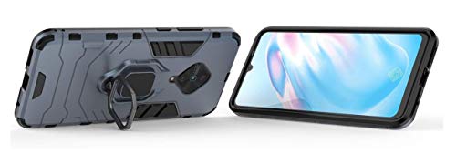 Image of FitSmart Hybrid Armor Shockproof Soft TPU and Hard PC Back Cover with Ring Case for vivo 1920 - Blue