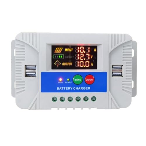 Tidevib Solarladeregler 20A 12V 24V für Auto mit LCD Display, Temperatursensor, USB-Ausgang, für -Säure-Lithium für LiFePO4-Batterien