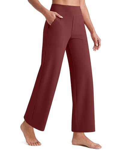 Image of G4Free EverGoing Wide Leg Ankle Pants for Petite Women with Pockets Stretch | Moisture Wicking, 4-Way Stretch, 7 /8 Ankle Length, Faux Fly Detail, Faux Back Pockets, Yoga To Casual Wear