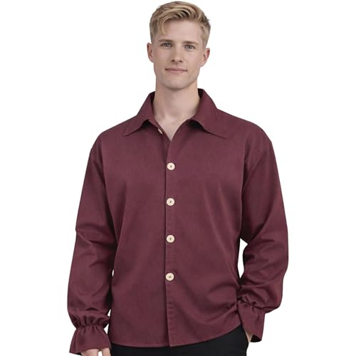 Chemise médiévale de pirate Morgan pour homme avec col à lacets blanche