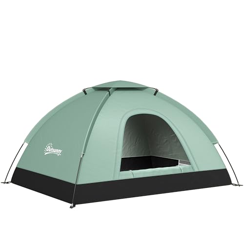 Outsunny Tente de Camping 2 Personnes Camouflage Tente dôme légère ventilée Facile à Monter avec Portes zippées, Poche de Rangement Sac de Transport Inclus Oxford dim. 206L x 185l x 120H cm