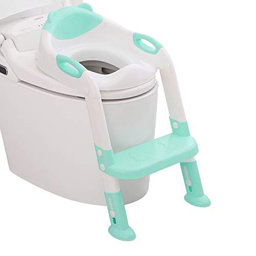 711TEK Potty Training Seat Toddler Toilet Seat with Step Stool Ladder,Potty Training Toilet for Kids Boys Girls Toddlers-Comfortable Safe Potty Seat Potty Chair with Anti-Slip Pads Ladder (Blue)