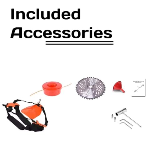 Image of BKR Brush Cutter 52cc 2 Stroke 2.4 HP Petrol Engine Heavy Duty Grass Trimmer with 80T Blade Chain Head and Trimmer Attachments for Farm Garden Lawn