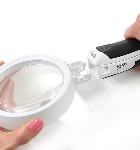 Magnifying Glass 5X & 10X with Bright LED Lights, Magnifying Glasses for Close Work, Lighted Magnifier for Reading Handheld, Kids Plastic Pocket Magnifying Glass with Light, Magnified Glass