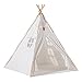 NINEHILLS キッズテント ティピー ホワイト おしゃれ コットン100% テントハウス 子供 木製 テント リビング 家の中 室内 たためる キッズコーナー 秘密基地