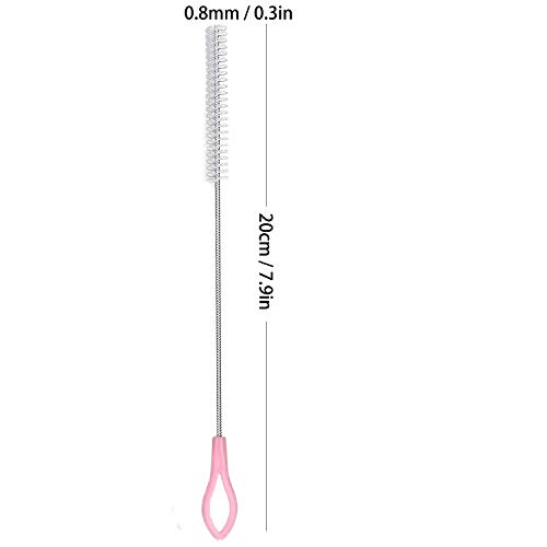 Straw Brush, Nylon Pipe Tube Cleaner 7.5-ihch X 1/3-inch Set of 10 (Pink)