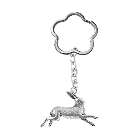 Hand Creations PPA17 Springing Hare Pewter Emblem On A very strong Cloud / Flower keyring hold multiple keys 3D Cover