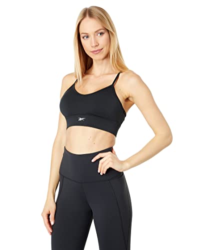 Image of Reebok Women's Satin 91% PES /9% El-Interlock-Hydrophilic Finish /Print-Digital Sublimation-Disperse Classic Workout Sports Bra