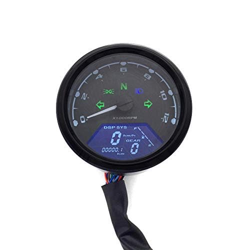 Motorcycle LCD Signal Speedometer Tachometer Odometer Gauge 12000 RPM for Cruiser Racer Old School