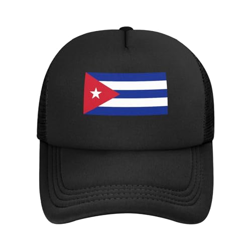 Gorra De BéIsbol con Bandera Bandera De Cuba Visera Ajustable ProteccióN Solar UV Negro para Deportes Al Aire Libre Lavado