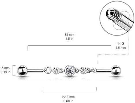 Tata Gisèle Piercing Sein Téton Acier Chirurgical 316L - Harmonie Astrale Soleil Et Croissant De Lune Zircons