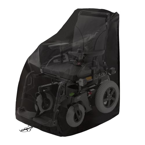 Electric Wheelchairs Cover Waterproof 210D Oxford Fabric Wheelchair Covers Dustproof Foldable Rollator Cover for Most Rollators Prevent Rain Wind Sun & UV for Indoor & Outdoor Use (Black)