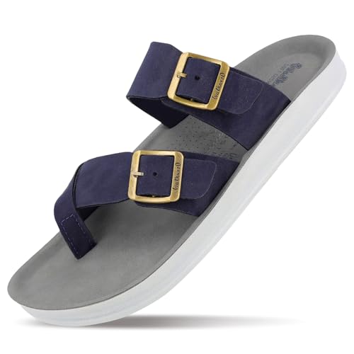 Image of WALKAROO Men's Slip-On Sandals|Soft Cushion Footbed, Adjustable Dual Buckle Straps,Lightweight Flexible Sole, Anti-Slip|Daily Wear, Casual,Office Wear Sandals|WGR53247