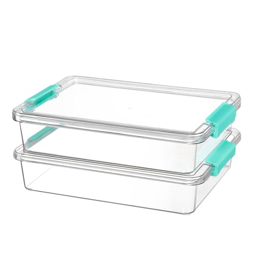 Image of Vtopmart 2 Pack 6 Qt Plastic Storage Bins with Lids, Clear Sensory Bins | Stackable Containers for Organizing School & Office Supplies, Arts & Crafts Organizers and Storage for Home, Craft Room
