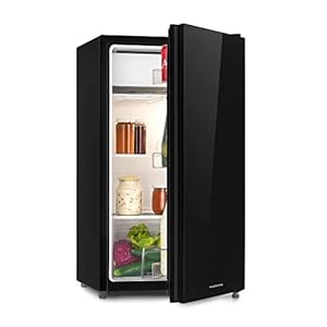 Klarstein Luminance Frost koelkast (91 liter inhoud, energie-efficiëntieklasse:, front van glas, groentevak, 2 glasplanken, 3 deurvakken, 7-traps temperatuurinstelling) zwart