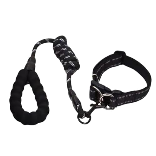 Collar reflectante para perros - Collar para perros duradero con cuerda, collar acolchado ajustable con correa | Collar para mascotas resistente a la intemperie para perros de talla pequeña, M