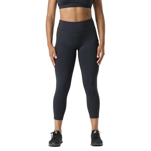 DFND Women's Active Ax Mid Rise Compression Pants – 360° Graduated Compression for Injury Recovery & Enhanced Performance – 7/8 Length – Made in USA - Large Black