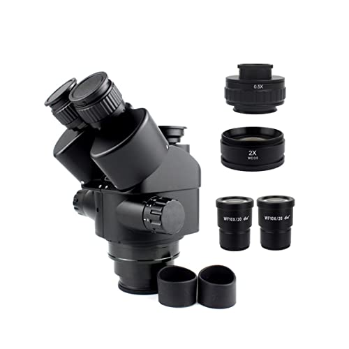 Microscope 7X-45X 3.5X-90X Simul-Focal Trinocular Microscope, 0.5X 2.0X 0.7X 1.5X 0.75x Auxiliary Objective Lens, Zoom Stereo Microscope Head(with 2.0X Adapter)