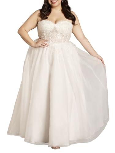 David's Bridal Illusion Corset Bodice Tulle Ball Gown2