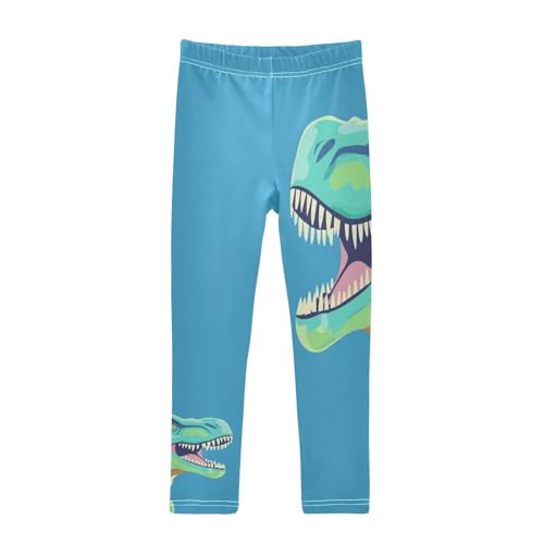 Blue Dinosaur Animal Girls Casual Leggings for Kids Printed Long Pant Bottoms Stretch and Soft